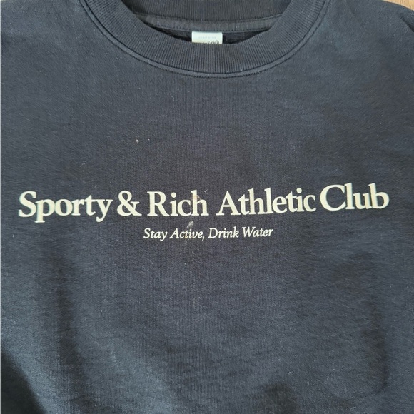 Sporty & Rich Athletic Club Cropped Crewneck Sweatshirt in Black - Picture 4 of 6